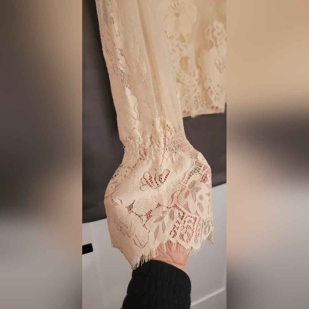 Daytrip See Through Lacey Long Sleeve Top Sz Med - Picture 5 of 9